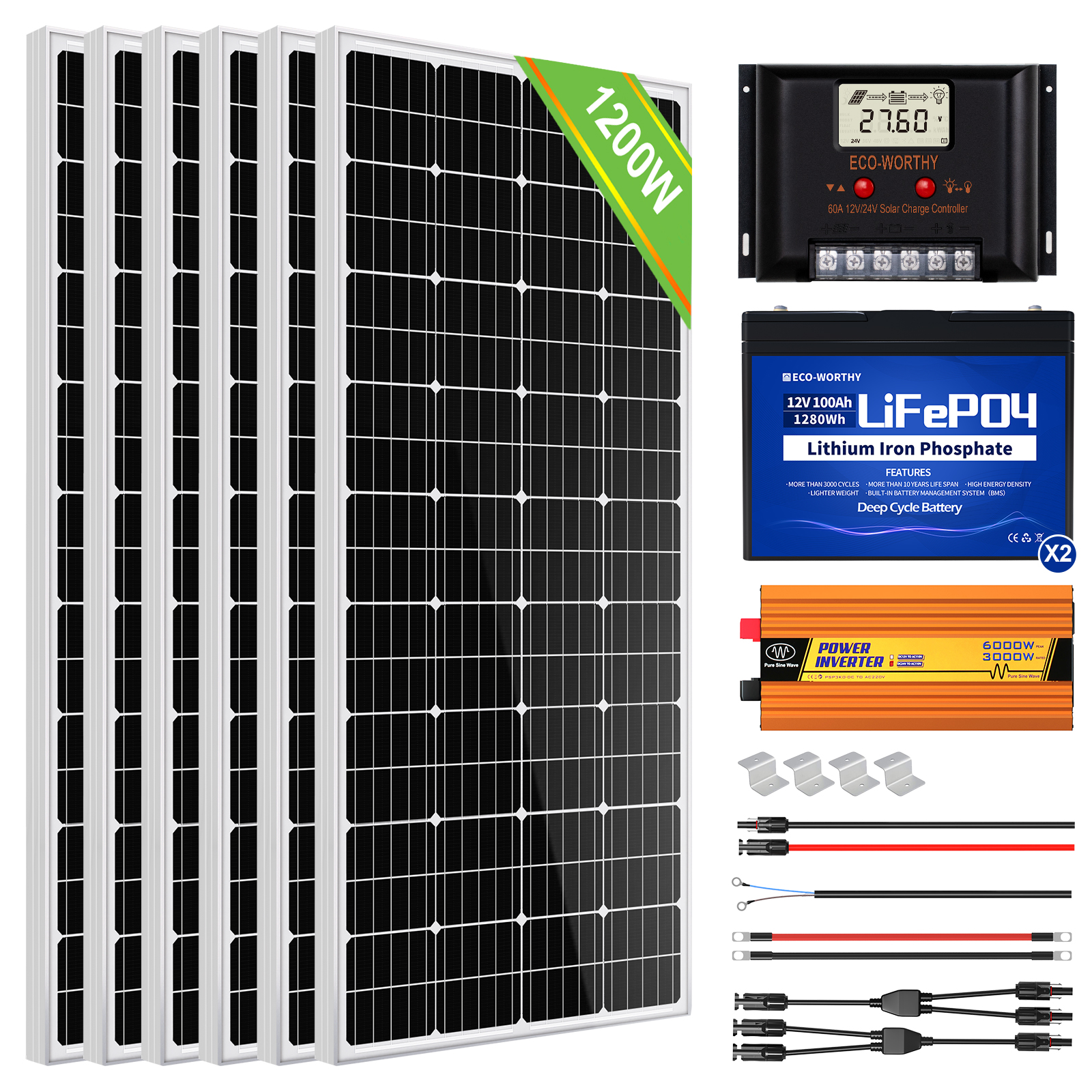 1200W 24V Complete Off Grid Solar Panel Kit